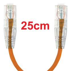 Neptune Cat6 Ultra-Thin Patch Lead, 25cm, Orange