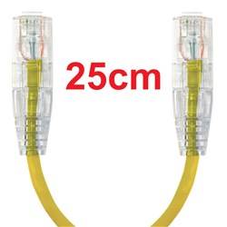 Neptune Cat6 Ultra-Thin Patch Lead, 25cm, Yellow