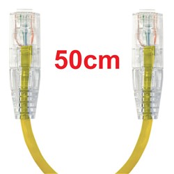 Neptune Cat6 Ultra-Thin Patch Lead, 50cm, Yellow