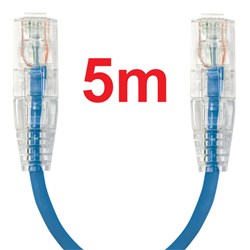 Neptune Cat6 Ultra-Thin Patch Lead, 5m, Blue