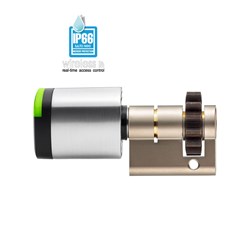 SALTO NEO, Half Euro Cylinder, Mifare, BLE + HSE, 30mm, Satin Chrome, Z Cam, Black Reader, (IP66)