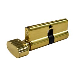PROTECTOR Euro Single Cylinder and Turn with Fixed Cam LW4 Profile KD Polished Brass 70mm - PCT70-5P-KD-PB
