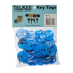 TELKEE NUMBERED KEY TAGS  #51-100 BLUE ROUND