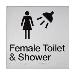 TTSM SIGN FEMALE TOILET &  SHOWER SIL/BLK