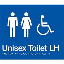 TTSM SIGN UNISEX DISABLED   TOILET LH TRANSFER WHT/BLU