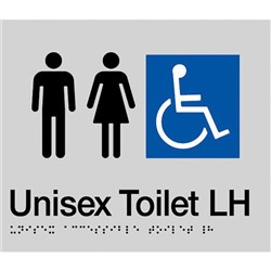 TTSM SIGN UNISEX DISABLED  TOILET LH TRANSFER BLK/SIL