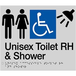 TTSM SIGN MALE/FEMALE DISABLED  TOILET/SHOWER RH TRANSFER SIL