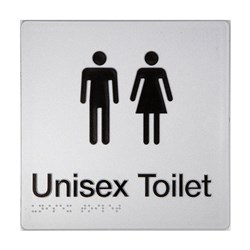 TTSM SIGN MALE/FEMALE TOILET  BLK/SIL