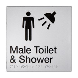 TTSM SIGN MALE TOILET & SHOWER  SIL/BLK