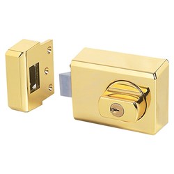 Whitco W75 Double Cylinder Deadlatch with Safety Release and Timber Frame Strike in Gold - W750602