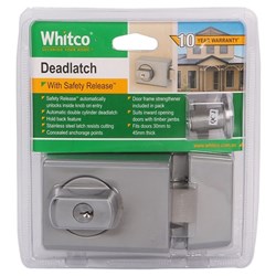 Whitco W75 Double Cylinder Deadlatch with Safety Release and Timber Frame Strike in Satin Chrome - W750605