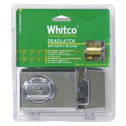 Whitco W75 Double Cylinder Deadlatch with Safety Release and Timber Frame Strike in Chrome Plate - W750608