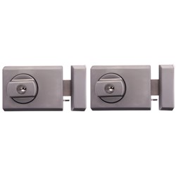 Whitco W75 Double Cylinder Deadlatch with Safety Release and Timber Frame Strike in Satin Chrome Packet of 2 - W754205