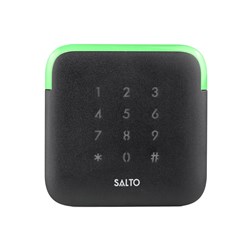 SALTO wall reader MIFARE DESFire + Bluetooth LE + HSE + KEYPAD. For European standard. Square conical shape.