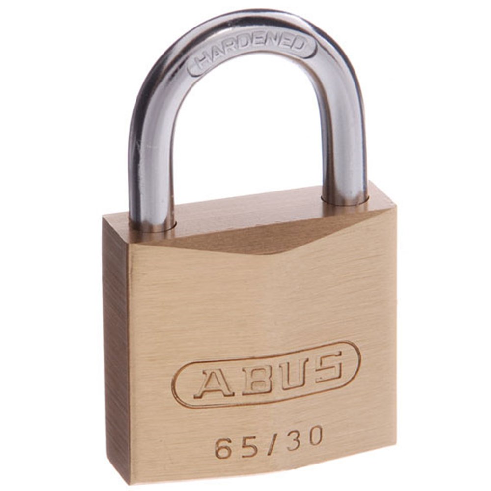 double bolted and hardened steel shackle ABUS 65/30 BRASS PADLOCK 