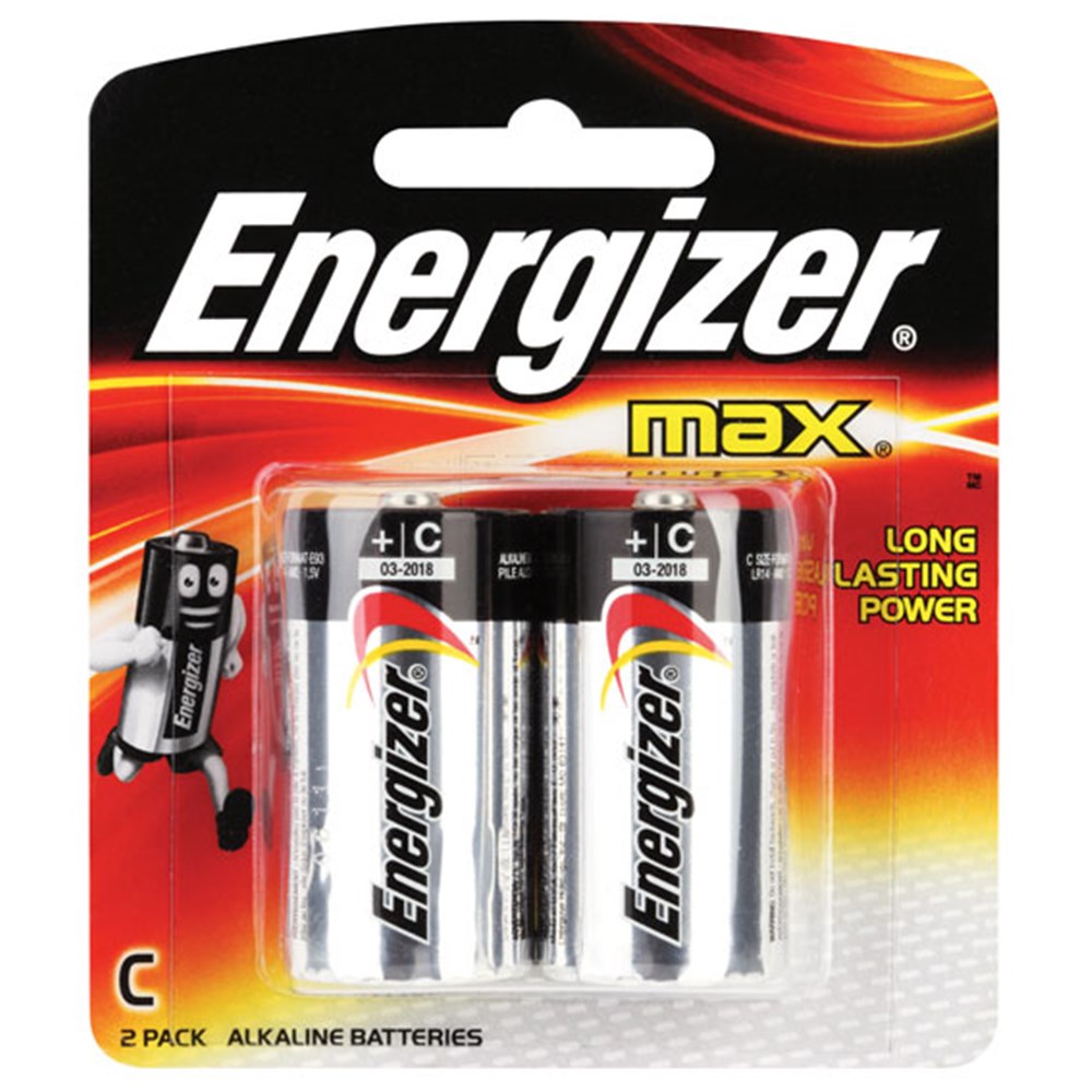 Energizer Alkaline Batteries Size D 1.5 V Blister Pack 2 