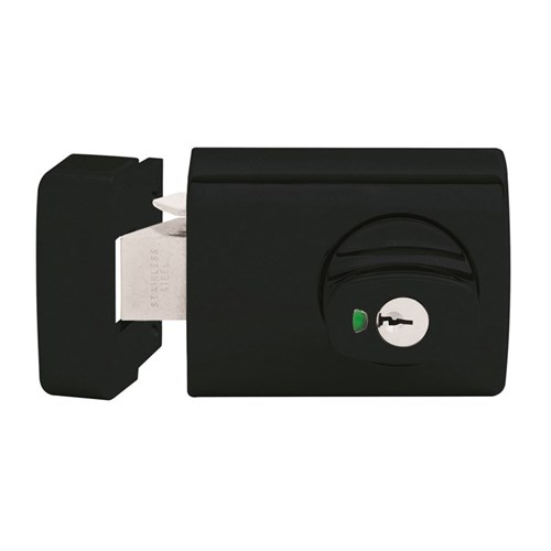 Lockwood 001 Double Cylinder Deadlatch with Knob and Timber Frame Strike in Black - 001-1K1MBK