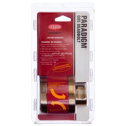 Lockwood Paradigm 005 Deadbolt Round Rose Double Cylinder Everbrass Universal Pack - 005/B1EVBDP