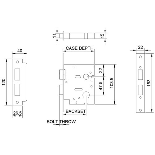 JACKSONS LOCK MORTICE JMC60 SC L/CYL