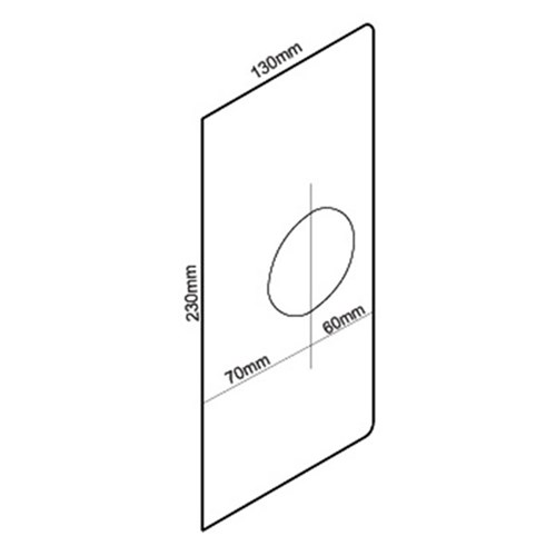 BDS Dress Plate with Offset 60/70mm Backset 54mm dia. Hole 230x130x1.5mm SSS - FP60-70