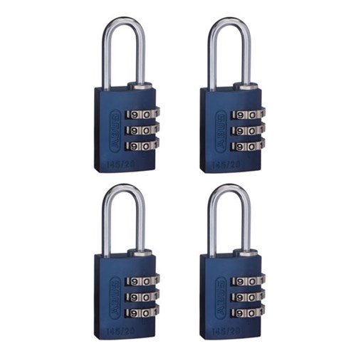 ABUS P/LOCK 145/20 BLU DP ALUM BODY 3 WHEEL COMBO Pkt=4