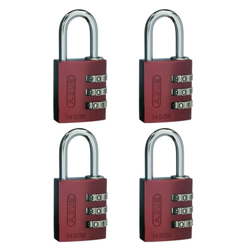 ABUS P/LOCK 145/20 RED DP ALUM BODY 3 WHEEL COMBO Pkt=4