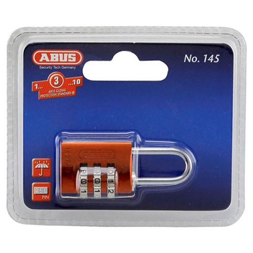 ABUS P/LOCK 145/20 ORG DP ALUM BODY 3 WHEEL COMBO