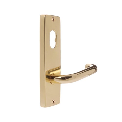 Lockwood Furniture Square End Plate Visible Fix with Cylinder Hole and 70 Lever Polished Brass - 1901/70PB