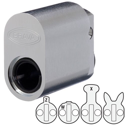 BRAVA Metro Oval Cylinder without Barrel with X W Z & R Cams Brushed Chrome - 5070UCPLP