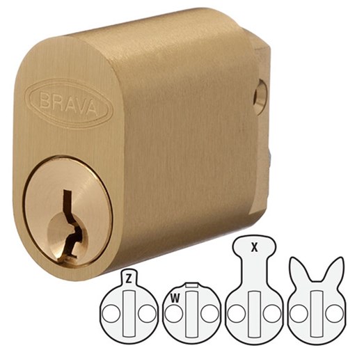 BRAVA Metro Oval Cylinder LW5 Profile KA2 with X W Z & R Cams Brushed Brass - 5070UPBKA2