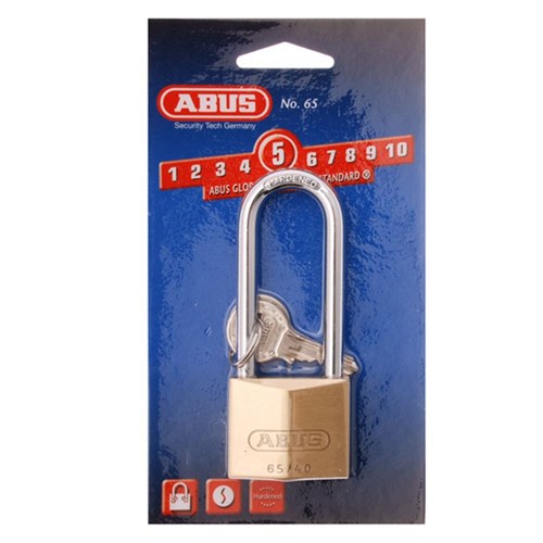 ABUS 65 Series Premium Padlock with 40mm Brass Body and 63mm Hardened Steel Shackle KD Display Pack - 65/40HB63C