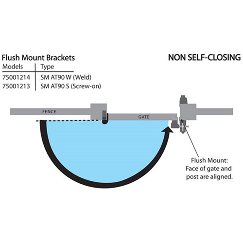 D&D SureClose Flush Mount Gate Hinge Non Self Closing Screw Fix for Aluminium - SM AT90 S 75001213