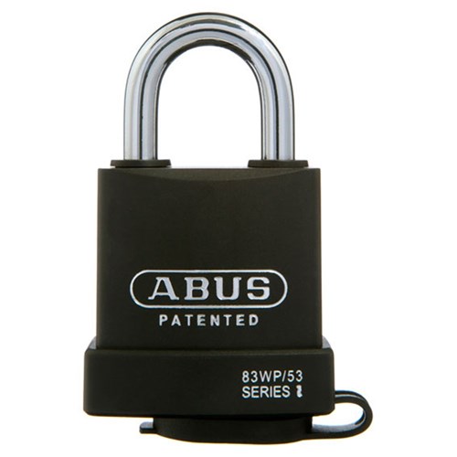 ABUS Extreme Series Premium Weatherproof Rekeyable Padlock with 53mm Black Covered Hardened Steel Body and 25mm Hardened Steel Shackle KA 4301 - 83WP53NKA1