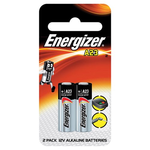 Energizer A23 12V Alkaline Miniature Battery Pack of 2 - E000048600