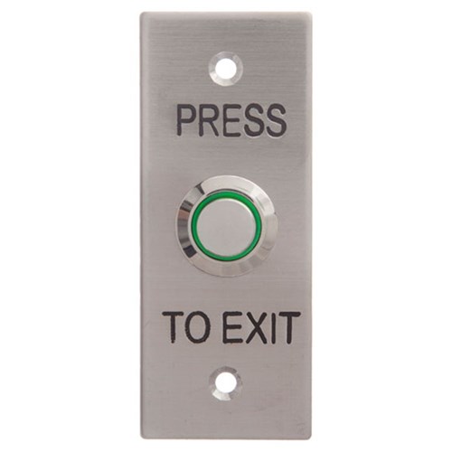 Neptune Press to Exit Illuminated Button with Architrave Stainless Steel Faceplate - WES1611