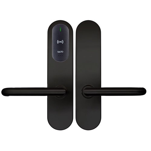 SALTO XS4 Original+ Escutcheon, Mifare BLE, ANSI 67mm Wide Body, Z Handles in Black Finish, Black Reader, U Spindle Kit, For Indoor Use
