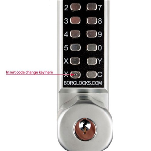 Borg Mechanical Digital Door Lock with Knob Key Override Holdback and 28mm Mortice Latch Satin Chrome - BL2702SCECP