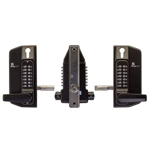 Borg Mechanical Digital Gate Lock with Anti Climb Case Lever Back to Back Easicode Pro Keypads and Euro Cylinder Key Override Marine Grade Black - BL3430DKOMGPROECP