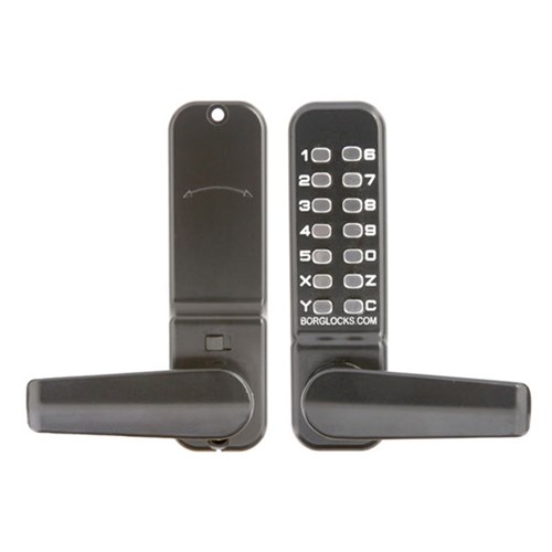 Borg Mechanical Digital Door Lock with Lever and Holdback Marine Grade Black - BL4401MGPRO