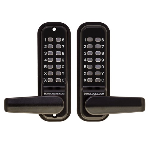 Borg Mechanical Digital Door Lock with Lever Back to Back Easicode Pro Keypads Marine Grade Black - BL4441MGPROECP