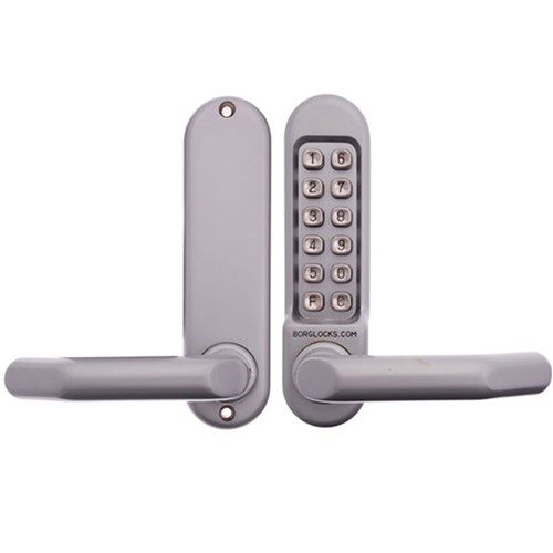 Borg Mechanical Digital Door Lock with Lever and 60mm Backset Euro Mortise Lock Satin Chrome - BL5000SC