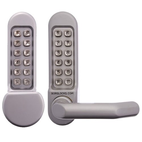 Borg Mechanical Digital Door Lock with Knob Keypad and Lever Keypad Satin Chrome - BL5151SC