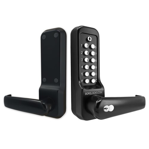 Borg Mechanical Heavy Duty Digital Door Lock with Lever Easicode Pro Keypad and SFIC Key Override Marine Grade Black - BL7701MGPROECP