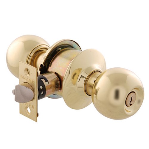 BRAVA Urban Cylindrical Entrance Knob Set LW4 Profile KD with Adjustable 60/70mm Backset Polished Brass - BRC3700B