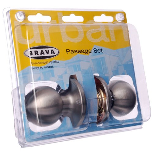 BRAVA Urban Tiebolt Knob Set Passage Adjustable 60/70mm Backset Satin Stainless Steel Display Pack - BRT3630DP