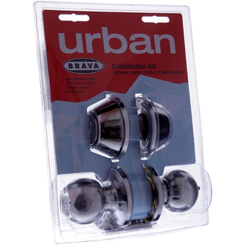 BRAVA Urban Combo Deadbolt and Knob Set LW4 Satin Stainless Steel Display Pack - BRT3632DP