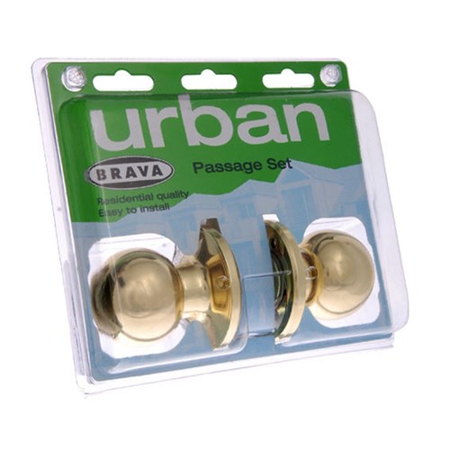 BRAVA Urban Tiebolt Passage Knob Set Adjustable 60/70mm Backset Polished Brass BRT3730DP - BRT3730DP