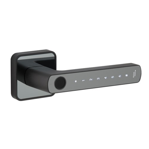 DORMAKABA ROSE BIOMETRIC DIGITAL DOOR HANDLE, MATT BLACK, 60MM BACKSET