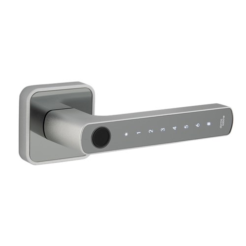 DORMAKABA ROSE BIOMETRIC DIGITAL DOOR HANDLE, SILVER, 60MM BACKSET