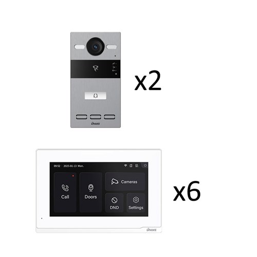 Dnake White IP Video Door Intercom Kit with 7-Inch WiFi Touchscreen Monitor, 1-Button Door Station & PoE Switch - IPK07-White